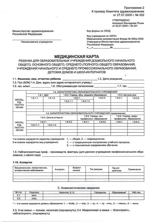 Фото-иллюстрация справки формы 026-у