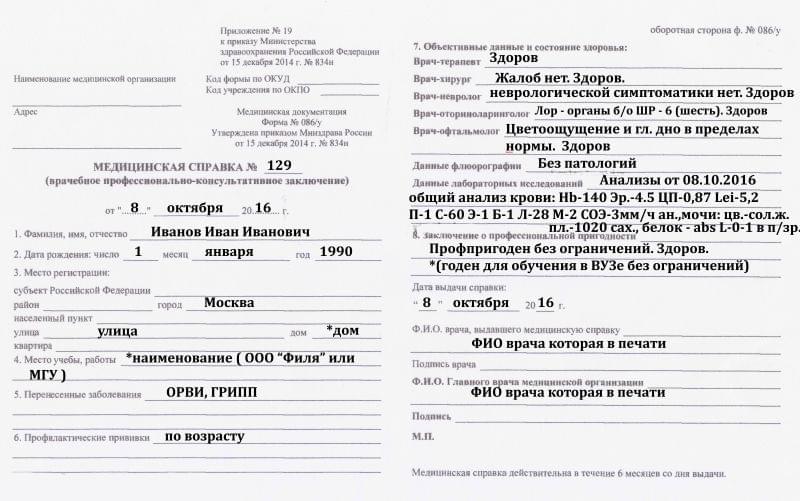 Фото-иллюстрация справки 086-у